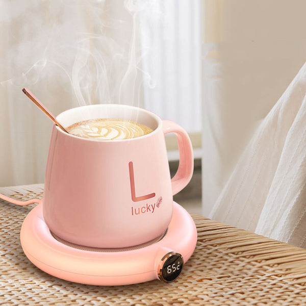 1 pièce chauffe-tasse à café électrique rose-3 réglages de température,  coussin chauffant USB à arrêt automatique pour boissons, lait, thé et  chocolat chaud, dessous de verre chauffant, tasse d'isolation domestique  intelligente et